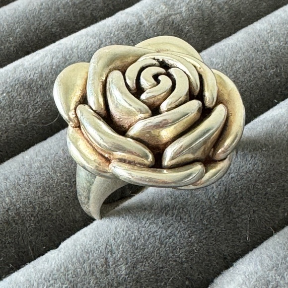 Sterling Silver 925 Flower Rose Electroform Ring 8 - Picture 4 of 14
